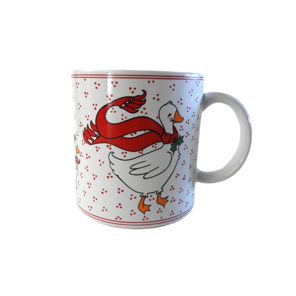 Vintage Colonial of Cape Cod Christmas Mug Goose in Red Scarf 1980s Japan